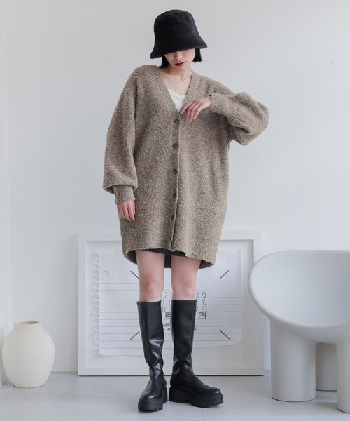 LOWRYS FARM（ローリーズファーム）の「２ＷＡＹＢＩＧカーディガンミニワンピース　968621（チュニック・レディース・アイボリー/ブラウン系その他/ブラウン/グレー/パープル・FREE）」の16枚目の写真