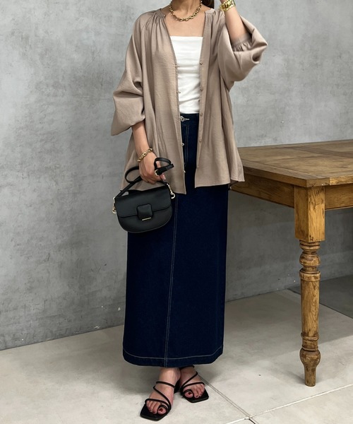 un dix cors（アンディコール）の「スキッパーボリューム袖ブラウス（シャツ/ブラウス・レディース・モカ/オフホワイト・FREE）」の17枚目の写真