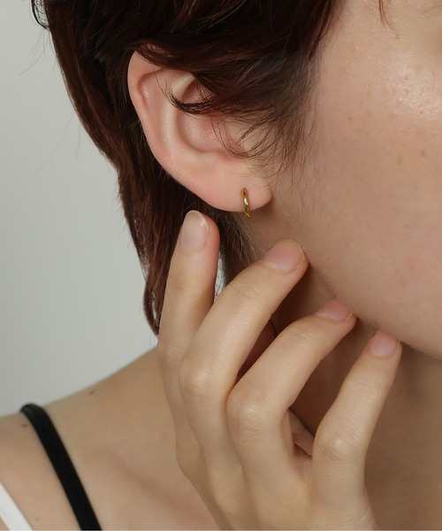 金属アレルギー対応 シンプルフープピアス 9mm 両耳用 サージカル