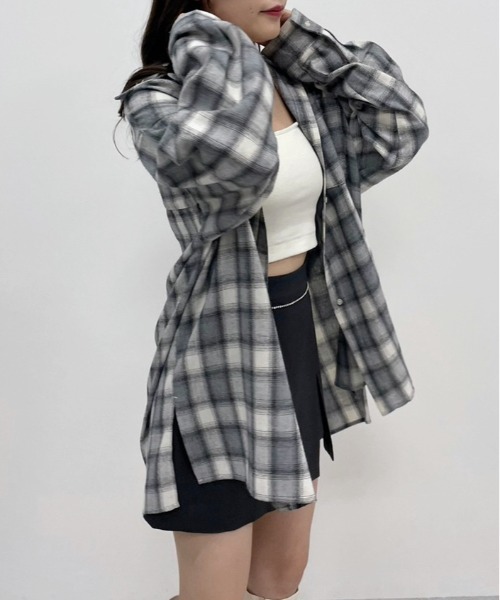tシャツ オンブレーチェックキャミSETシャツ　581991 レディース オンブレ チェックシャツ レディース[品番：GW000004888