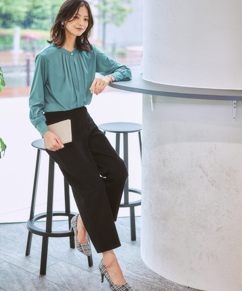 7days Life Styling（セブンデイズライフスタイリング）の「【ウエストすっきり伸び伸び】アクティブストレッチセミワイドパンツ（スラックス・レディース・チェック/ブラック/モカ・S/LL/M/L）」の9枚目の写真