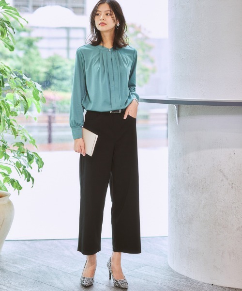 7days Life Styling（セブンデイズライフスタイリング）の「【ウエストすっきり伸び伸び】アクティブストレッチセミワイドパンツ（スラックス・レディース・チェック/ブラック/モカ・S/LL/M/L）」の10枚目の写真
