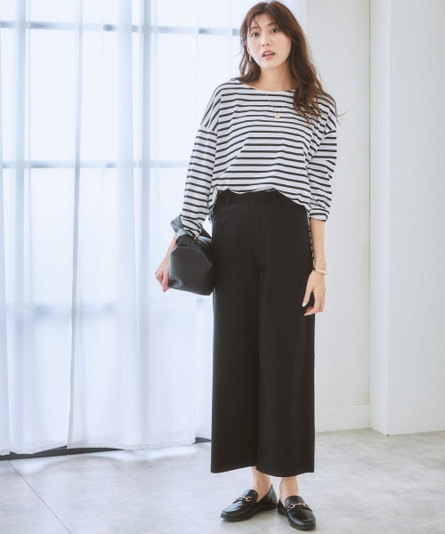 7days Life Styling（セブンデイズライフスタイリング）の「【ウエストすっきり伸び伸び】アクティブストレッチセミワイドパンツ（スラックス・レディース・チェック/ブラック/モカ・S/LL/M/L）」の11枚目の写真