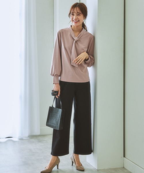7days Life Styling（セブンデイズライフスタイリング）の「【ウエストすっきり伸び伸び】アクティブストレッチセミワイドパンツ（スラックス・レディース・チェック/ブラック/モカ・S/LL/M/L）」の12枚目の写真