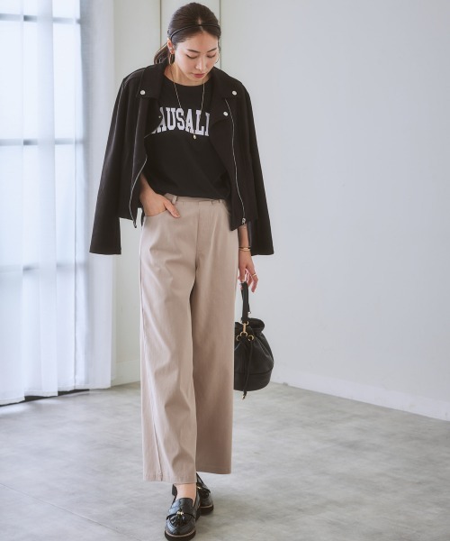 7days Life Styling（セブンデイズライフスタイリング）の「【ウエストすっきり伸び伸び】アクティブストレッチセミワイドパンツ（スラックス・レディース・チェック/ブラック/モカ・S/LL/M/L）」の14枚目の写真