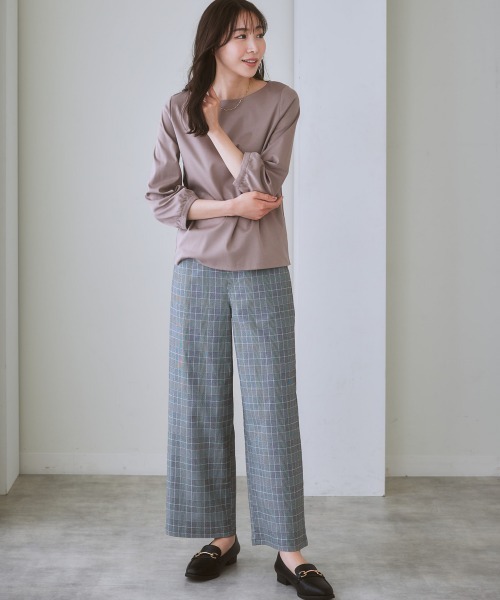 7days Life Styling（セブンデイズライフスタイリング）の「【ウエストすっきり伸び伸び】アクティブストレッチセミワイドパンツ（スラックス・レディース・チェック/ブラック/モカ・S/LL/M/L）」の20枚目の写真
