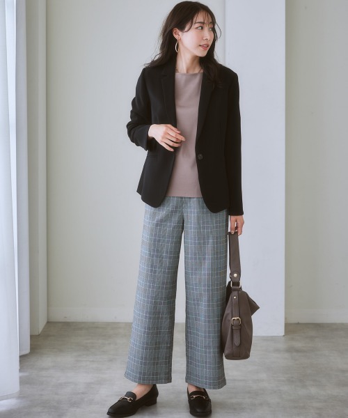 7days Life Styling（セブンデイズライフスタイリング）の「【ウエストすっきり伸び伸び】アクティブストレッチセミワイドパンツ（スラックス・レディース・チェック/ブラック/モカ・S/LL/M/L）」の21枚目の写真