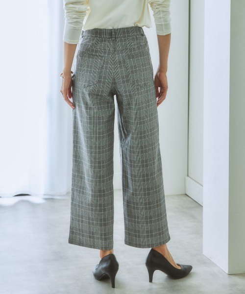 7days Life Styling（セブンデイズライフスタイリング）の「【ウエストすっきり伸び伸び】アクティブストレッチセミワイドパンツ（スラックス・レディース・チェック/ブラック/モカ・S/LL/M/L）」の5枚目の写真