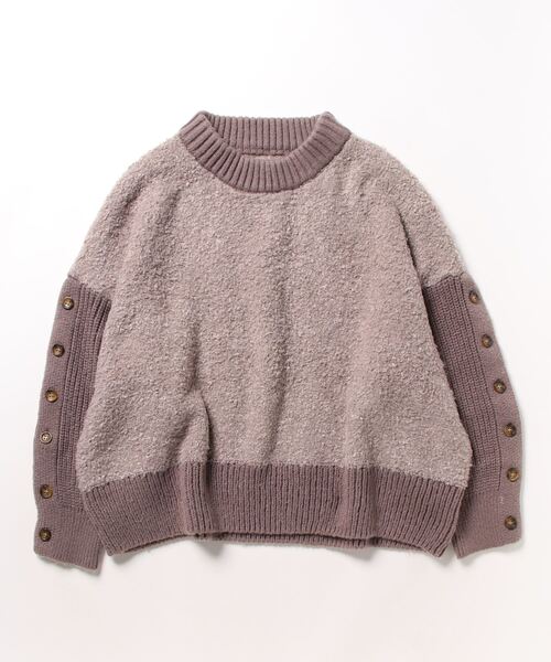 STYLEBLOCK(スタイルブロック)の「ブークレーニット袖釦プルオーバー(ニット/セーター・レディース・グレイッシュベージュ/ホワイト/ブルー・M)」の2枚目の写真