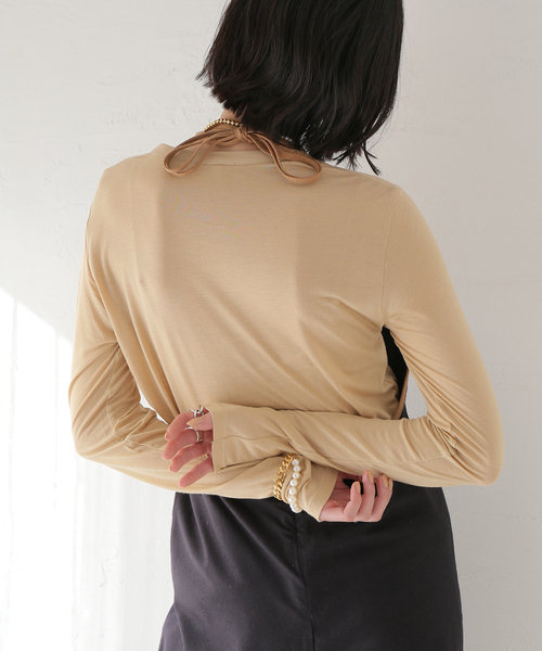 BASERANGE(ベースレンジ)の「【BASERANGE/ベースレンジ】LONG SLEEVE TEE:カットソー(Tシャツ/カットソー・レディース・ピンク/ベージュ/カーキ・SMALL)」の6枚目の写真