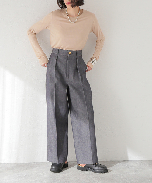 BASERANGE(ベースレンジ)の「【BASERANGE/ベースレンジ】LONG SLEEVE TEE:カットソー(Tシャツ/カットソー・レディース・ピンク/ベージュ/カーキ・SMALL)」の10枚目の写真