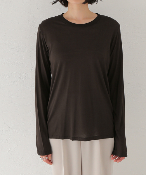 BASERANGE(ベースレンジ)の「【BASERANGE/ベースレンジ】LONG SLEEVE TEE:カットソー(Tシャツ/カットソー・レディース・ピンク/ベージュ/カーキ・SMALL)」の11枚目の写真