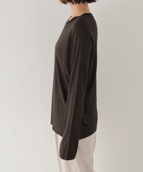 BASERANGE(ベースレンジ)の「【BASERANGE/ベースレンジ】LONG SLEEVE TEE:カットソー(Tシャツ/カットソー・レディース・ピンク/ベージュ/カーキ・SMALL)」の12枚目の写真