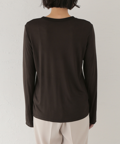 BASERANGE(ベースレンジ)の「【BASERANGE/ベースレンジ】LONG SLEEVE TEE:カットソー(Tシャツ/カットソー・レディース・ピンク/ベージュ/カーキ・SMALL)」の13枚目の写真