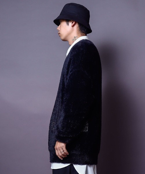 rovtski（ロフトスキー）の「MOHAIR LIKECREW SWEATER/ビッグシルエット モヘアライク　シャギーニット クルーネックセーター（ニット/セーター・メンズ・ワイン/ブラック・FREE）」の21枚目の写真
