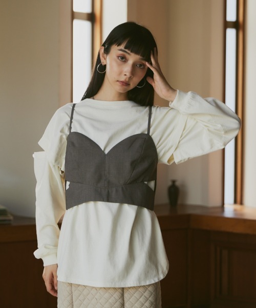 Happy John（ハッピージョン）の「multiway pigment long Tee/マルチウェイピグメントロンT（Tシャツ/カットソー・レディース・ブラック/オレンジ/アイボリー/ブルー・FREE）」の8枚目の写真