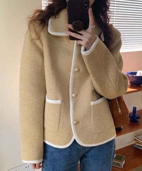 LUMB ♡Ample ボタニカルジャガードパイピングジャケット LUMB ♡Ample ボタニカルジャガードパイピングジャケット セール