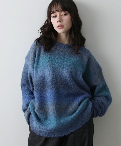 グラデーションブークレ天竺編みニット（ニット/セーター）｜ETELIO（エテリオ）