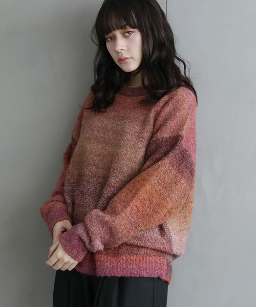 グラデーションブークレ天竺編みニット（ニット/セーター）｜ETELIO（エテリオ）