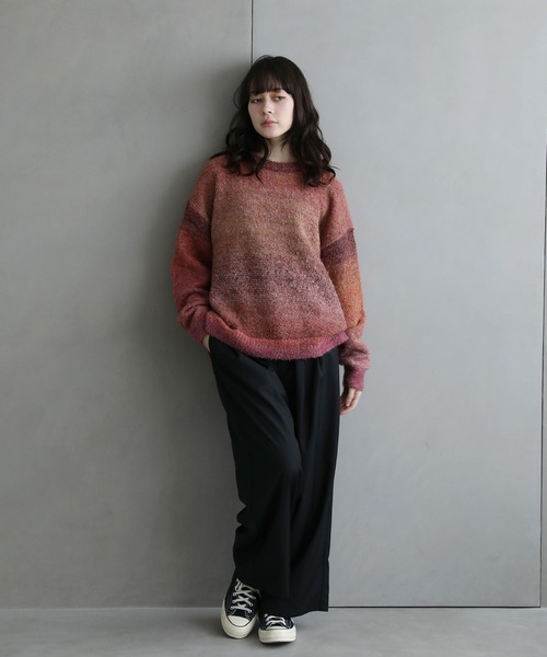 グラデーションブークレ天竺編みニット（ニット/セーター）｜ETELIO（エテリオ）