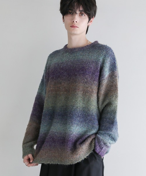 グラデーションブークレ天竺編みニット（ニット/セーター）｜ETELIO（エテリオ）