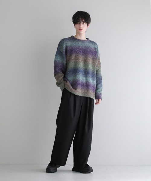 グラデーションブークレ天竺編みニット（ニット/セーター）｜ETELIO（エテリオ）