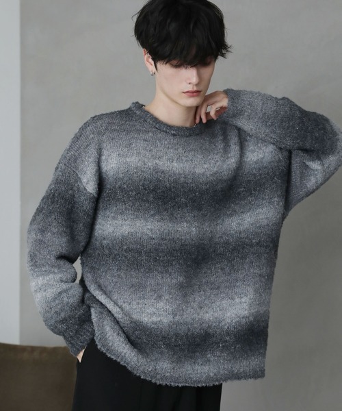 グラデーションブークレ天竺編みニット（ニット/セーター）｜ETELIO（エテリオ）