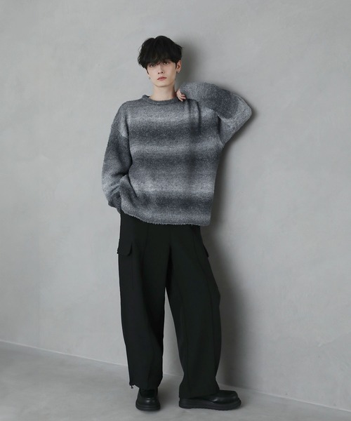 グラデーションブークレ天竺編みニット（ニット/セーター）｜ETELIO（エテリオ）