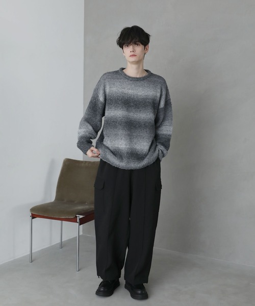 グラデーションブークレ天竺編みニット（ニット/セーター）｜ETELIO（エテリオ）