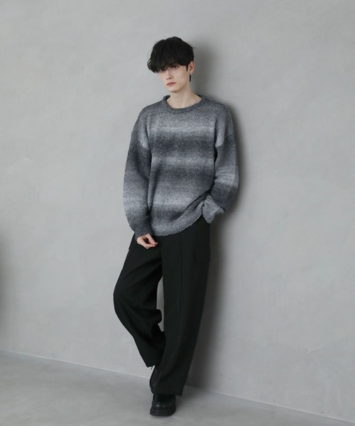 グラデーションブークレ天竺編みニット（ニット/セーター）｜ETELIO（エテリオ）