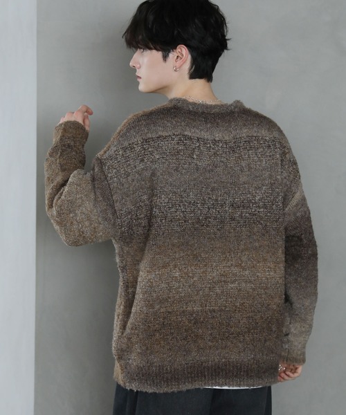 グラデーションブークレ天竺編みニット（ニット/セーター）｜ETELIO（エテリオ）