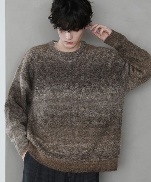 グラデーションブークレ天竺編みニット（ニット/セーター）｜ETELIO（エテリオ）