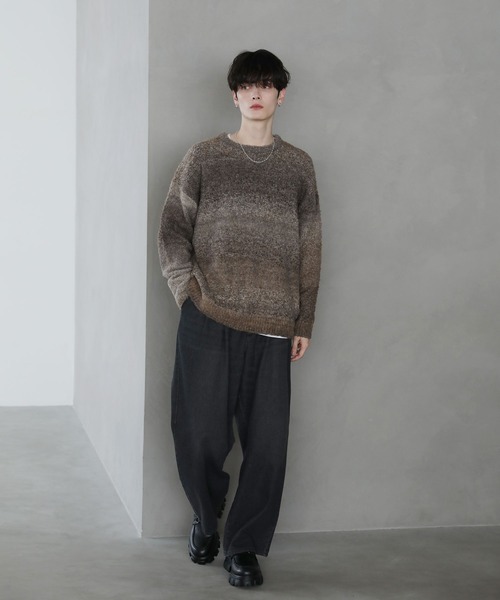 グラデーションブークレ天竺編みニット（ニット/セーター）｜ETELIO（エテリオ）