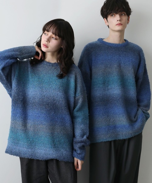 グラデーションブークレ天竺編みニット（ニット/セーター）｜ETELIO（エテリオ）