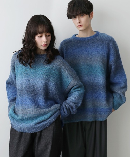 グラデーションブークレ天竺編みニット（ニット/セーター）｜ETELIO（エテリオ）