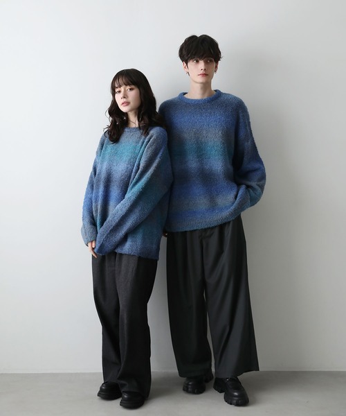 グラデーションブークレ天竺編みニット（ニット/セーター）｜ETELIO（エテリオ）