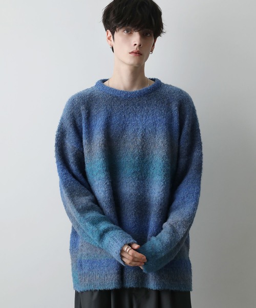 グラデーションブークレ天竺編みニット（ニット/セーター）｜ETELIO（エテリオ）