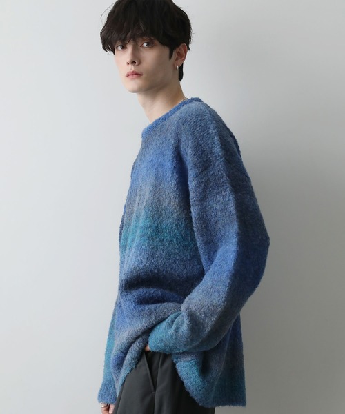 グラデーションブークレ天竺編みニット（ニット/セーター）｜ETELIO（エテリオ）