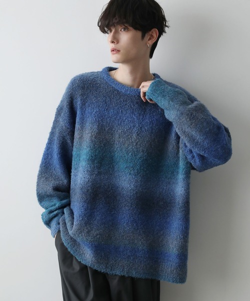 グラデーションブークレ天竺編みニット（ニット/セーター）｜ETELIO（エテリオ）