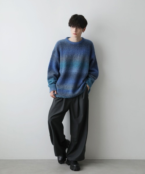 グラデーションブークレ天竺編みニット（ニット/セーター）｜ETELIO（エテリオ）