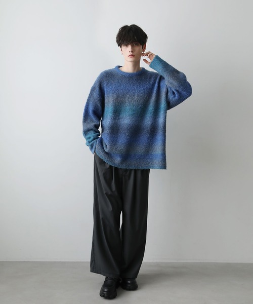 グラデーションブークレ天竺編みニット（ニット/セーター）｜ETELIO（エテリオ）