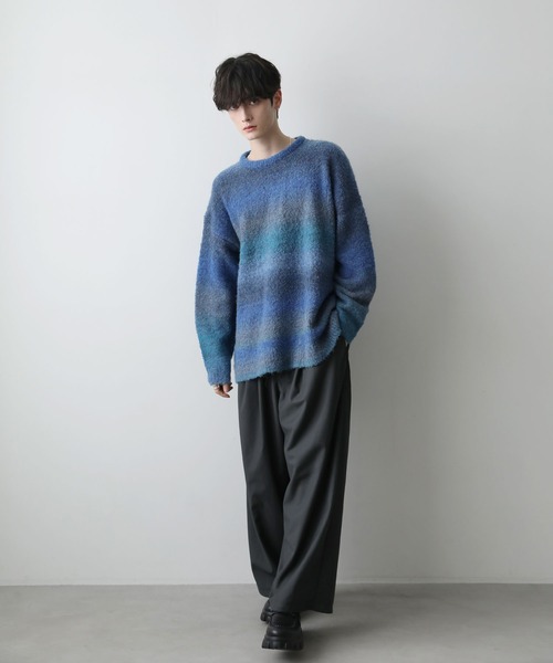 グラデーションブークレ天竺編みニット（ニット/セーター）｜ETELIO（エテリオ）