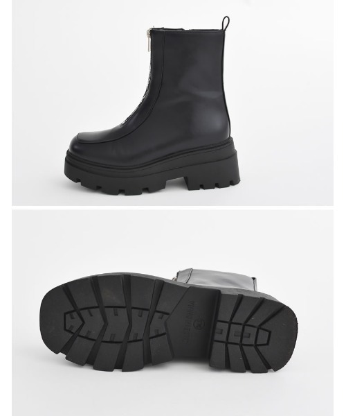 Re:EDIT（リエディ）の「[大きいサイズ有]フロントジップトラックソールブーツ（ブーツ・レディース・ブラック/アイボリー・SMALL/LARGE/X-LARGE/MEDIUM/XX-LARGE）」の3枚目の写真