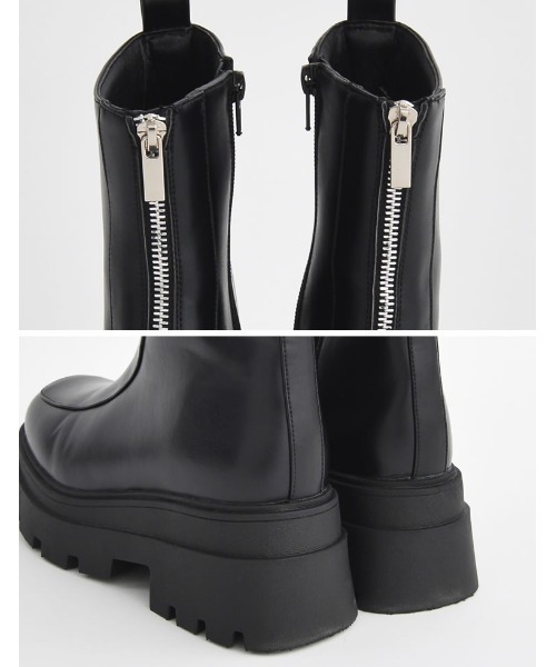 Re:EDIT（リエディ）の「[大きいサイズ有]フロントジップトラックソールブーツ（ブーツ・レディース・ブラック/アイボリー・SMALL/LARGE/X-LARGE/MEDIUM/XX-LARGE）」の5枚目の写真