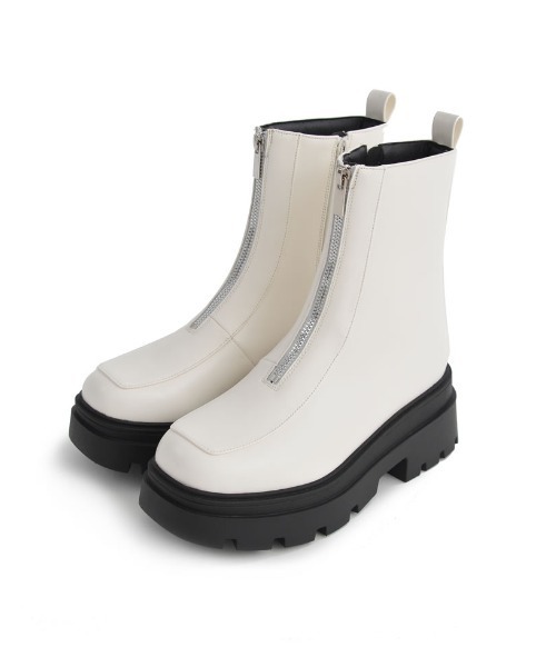 Re:EDIT（リエディ）の「[大きいサイズ有]フロントジップトラックソールブーツ（ブーツ・レディース・ブラック/アイボリー・SMALL/LARGE/X-LARGE/MEDIUM/XX-LARGE）」の7枚目の写真