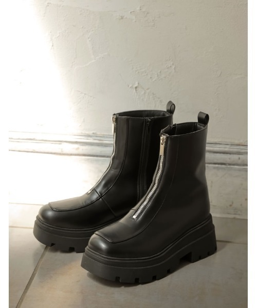 Re:EDIT（リエディ）の「[大きいサイズ有]フロントジップトラックソールブーツ（ブーツ・レディース・ブラック/アイボリー・SMALL/LARGE/X-LARGE/MEDIUM/XX-LARGE）」の10枚目の写真