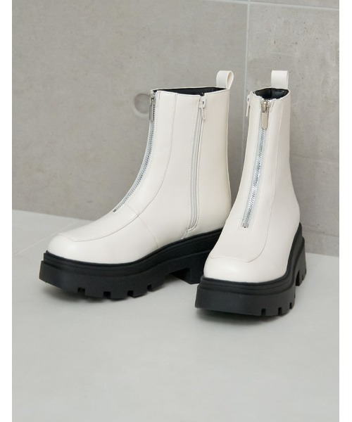 Re:EDIT（リエディ）の「[大きいサイズ有]フロントジップトラックソールブーツ（ブーツ・レディース・ブラック/アイボリー・SMALL/LARGE/X-LARGE/MEDIUM/XX-LARGE）」の15枚目の写真