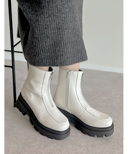 Re:EDIT（リエディ）の「[大きいサイズ有]フロントジップトラックソールブーツ（ブーツ・レディース・ブラック/アイボリー・SMALL/LARGE/X-LARGE/MEDIUM/XX-LARGE）」の16枚目の写真