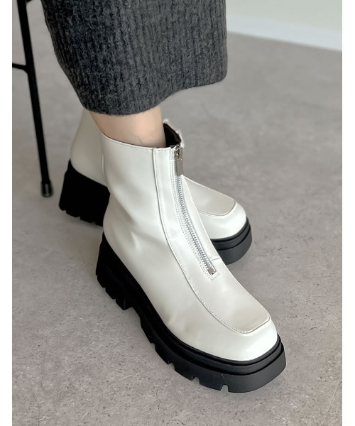 セール】[大きいサイズ有]フロントジップトラックソールブーツ（ブーツ