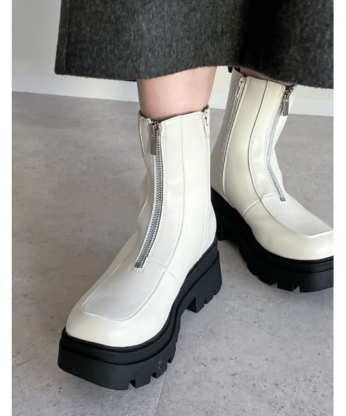 Re:EDIT（リエディ）の「[大きいサイズ有]フロントジップトラックソールブーツ（ブーツ・レディース・ブラック/アイボリー・SMALL/LARGE/X-LARGE/MEDIUM/XX-LARGE）」の21枚目の写真